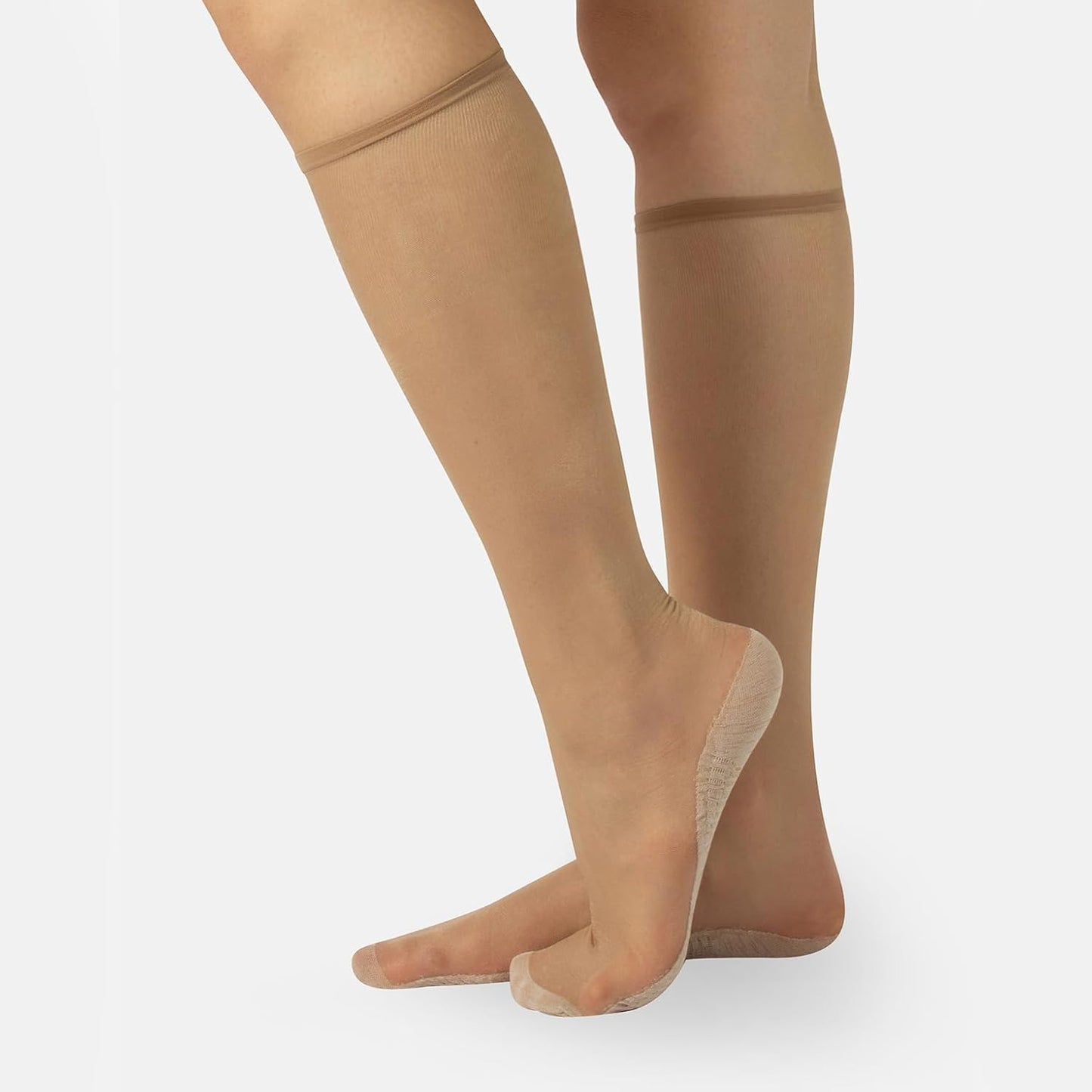 PACK 3 PAIRS 20 DEN SHEER KNEE HIGH SOCKS WITH COMFORT SOLE | LYCRA KN