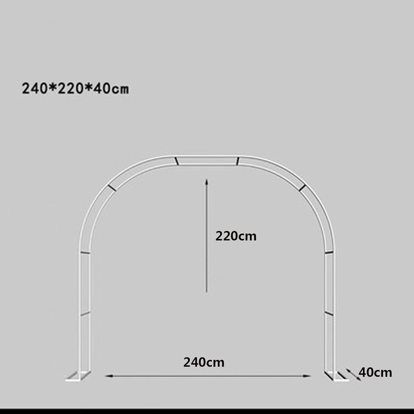 White Garden Arch Metal Trellis for Climbing Plants, Outdoor Arbor for Grape & Rose Vines, Decorative Support for Indoor Parties, Size 240x220x40cm