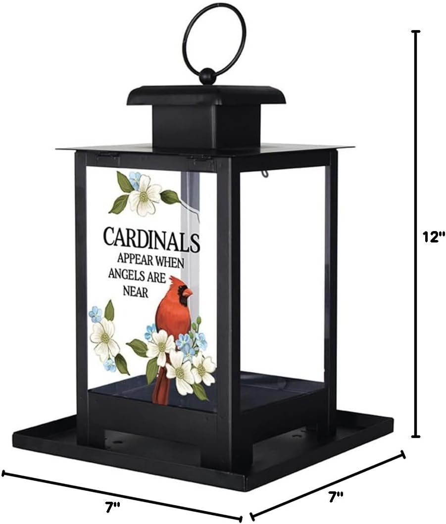 The Bridge Collection Cardinals Appear Bird Feeder - Memorial Window Bird Feeder with Glass Panes, Metal Basket Design for Indoor/Outdoor Use - A Sympathetic Gift to Remember Loved Ones