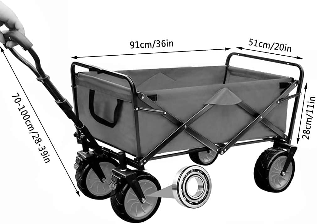 Portable Camping Cart,Outdoor Folding Utility Wagon Storage Trolleys Load-Bearing 80kg / 176lbs Multi-Function Shopping Cart Camping Picnic