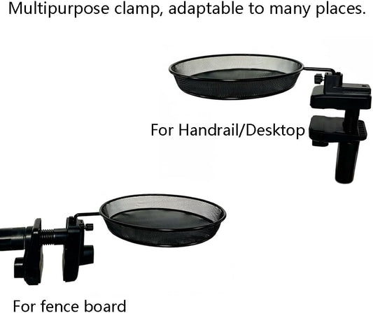 Railing/Fence/Pole Mount Bird Feeder 8" Metal Mesh Birdseed Tray for D
