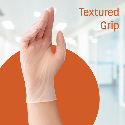 Caring Vinyl Exam Gloves Powder Free and Not Made with Natural Rubber Latex, Gloves for Medical Use, First Aid, Food Prep
