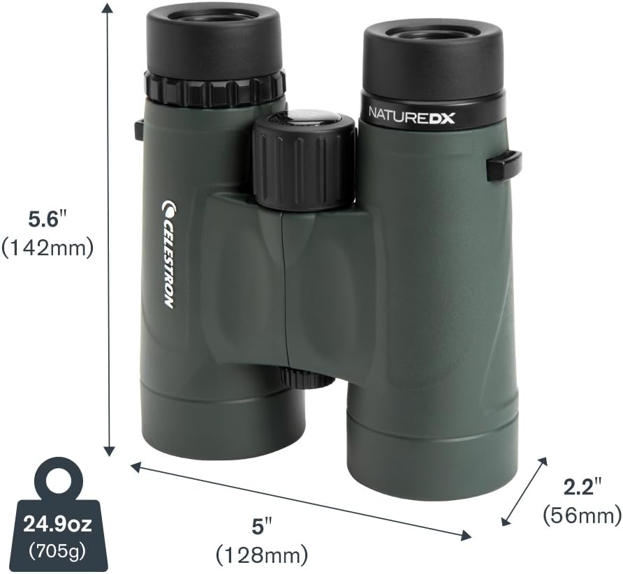 Celestron - Nature DX 8x42 Binoculars – Ideal for Birding and Outdoors – 42mm Objective Lenses – Wide 7.4° Field of View – BaK-4 Prisms – Fully Multi-Coated – Waterproof and Fogproof