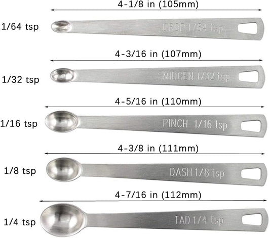 1Pack Mini Measuring Spoons Set, Heavy Duty Stainless Steel Teaspoon for Cooking and Baking, Suitable for Small Amount of Dry or Liquid Ingredients and Spices