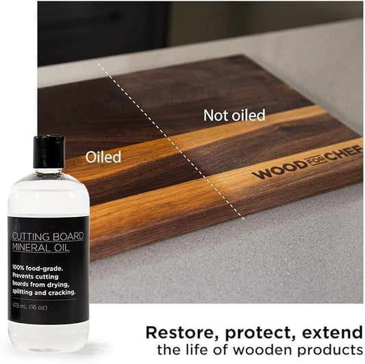 Cutting Board Food Grade Mineral Oil (8.5 oz) - Revitalize Cutting Board, Butcher Block, Countertops, Wood Utensils and Stainless Steel - Food Safe - Made in North America