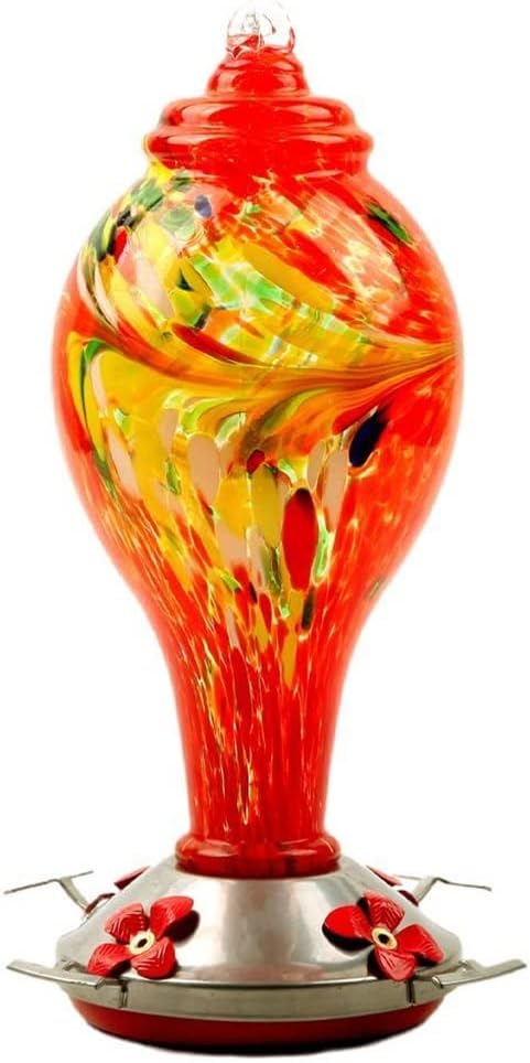 Transparent Feeder Outdoor Stained Glass Bird Hanging Feeder Birds Drink Water Pet Supplies (Color : A) (D)