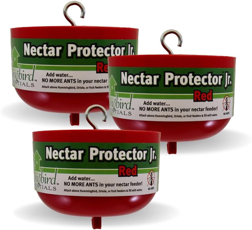 Nectar Protector Junior, Bird Feeder Protection, Red (3-Pack)