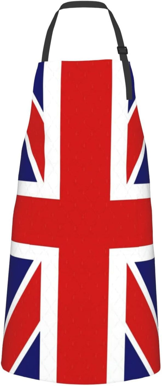 English flag print Waterproof chef's apron with pocket apron for kitchen cooking baking barbecue and gardening