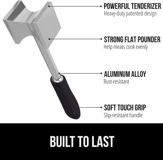 GORILLA GRIP BPA-Free Patented Dual-Sided Meat Tenderizer Tool, Soft Comfortable Handle, Heavy Duty Kitchen Mallet for Steak, Beef, Cutlets, Commercial Grade Chicken Pounder, Dishwasher Safe, Black
