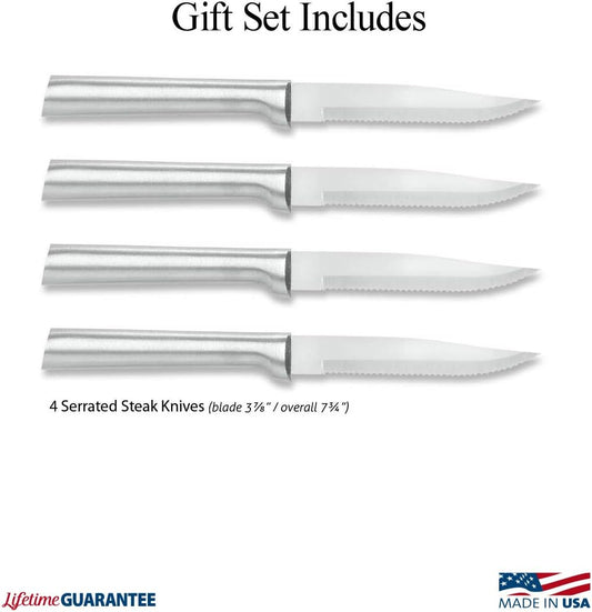 Rada Cutlery Four Serrated Steak Knives Gift Set (S4S), 4-Piece Knife