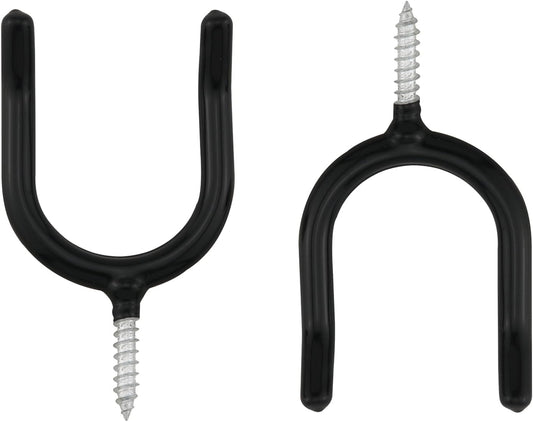 4PCS Screw In U shaped Hook Heavy Duty Wall Mounted Practical Hanging Hook for Garden Tools Shovels Rakes Rack Black