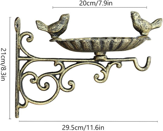 Cast Iron Wall Bird Feeder,Gold Wild Life Birds Bath for Outdoors,Patio,Garden,Backyard