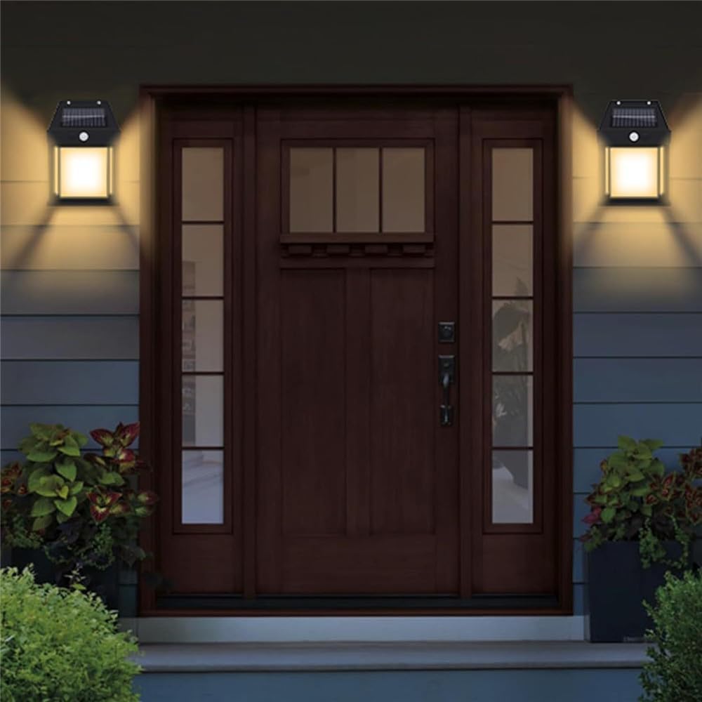 4pack 7W Outdoor Solar Wall Lamp Waterproof Tungsten Filament Lamp Induction Lamp Household Garden Wall Light Villa Lighting Night Light