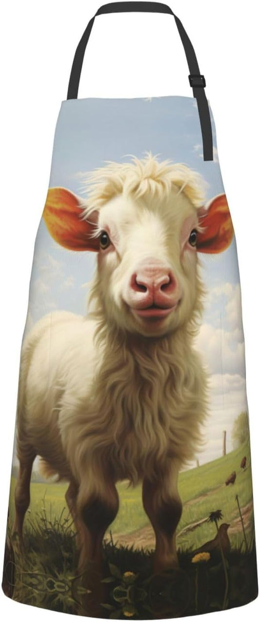 Farm animal print Waterproof apron with pocket adjustable cooking apron for adult kitchen bibs to bake