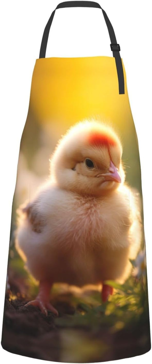 Red Chicken print Waterproof apron with pocket adjustable cooking apron for adult kitchen bibs to bake
