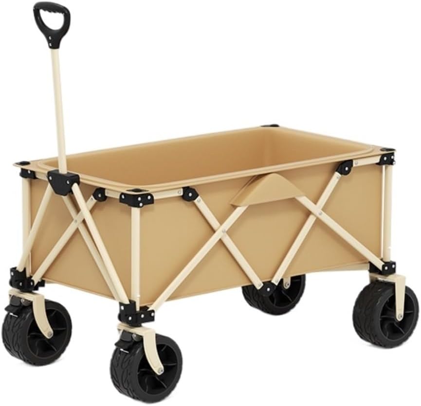 Portable Camping Cart,Outdoor Beach Camping Trolley Cart with Off Road Wheels for Picnics and Gatherings (Black)