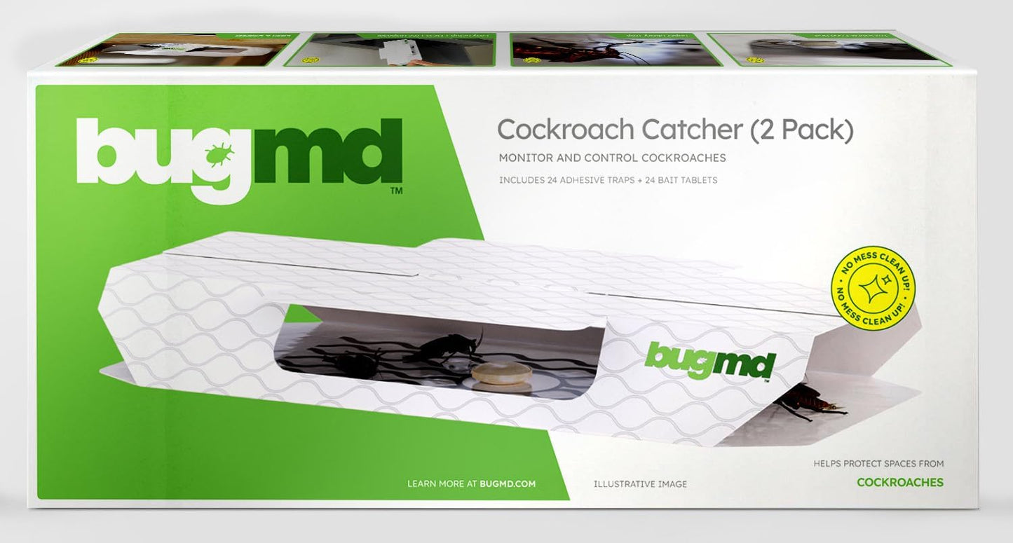 BugMD Cockroach Catcher (2 Pack, 24 Traps) - Indoor Cockroach Killer &