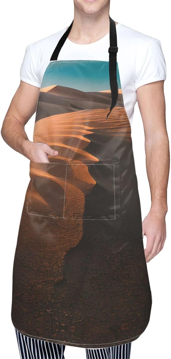 Sand Dunes print Waterproof chef's apron with pocket apron for kitchen cooking baking barbecue and gardening