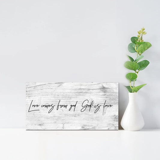 LITTLEGROVE SEEDS Rustic Wood Sign Love Comes from God God Is Love Sign Farmhouse Wall Art Home Decor Wall Hanger Family Wall Decor for Home Man Cave Gate Garden Bars Cafes 10x4in