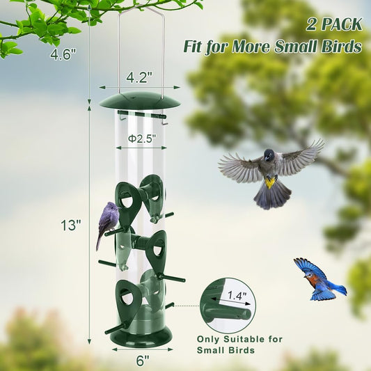 FEED GARDEN Metal Bird Feeder - 6 Port Tube Feeder for Outdoors, Heavy