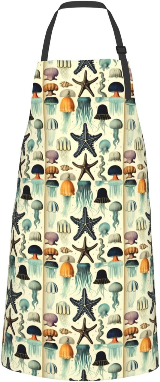 YANYU Jellyfish ocean Print 28x33 In Kitchen Apron Stylish Chef Apron