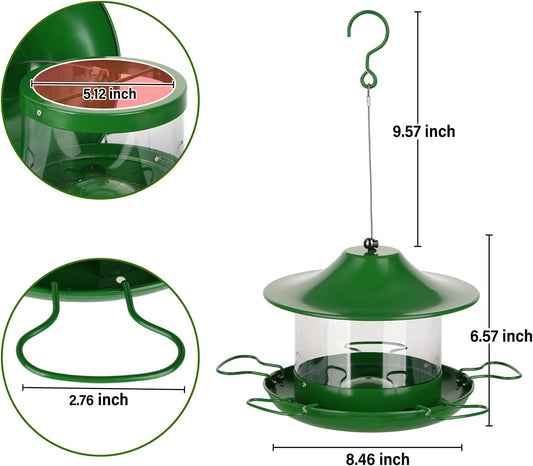 Bird Feeders for Outdoors Hanging Bird Feeder Wild Birds Seed,4LB Metal Hanging Feeders,Large Wild Feeders for Cardinals, Chickadees, Durable Backyard Feeders,Green