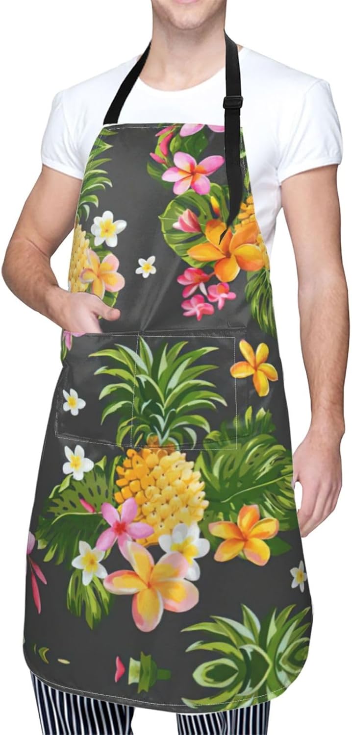 Tropical Pineapple Hawaiian Print Laundry apron 28x33 In Waterproof Ki