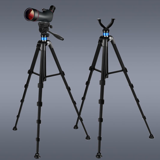72.4 inch Spotting Scope and Binoculars Heavy Duty Tripod, Shooting Hunting Rest V Yoke Stand with Binoculars Adapter, Compatible with Monocular/Astronomical Telescope/DSLR Camera/Projector(Load 22Lb)