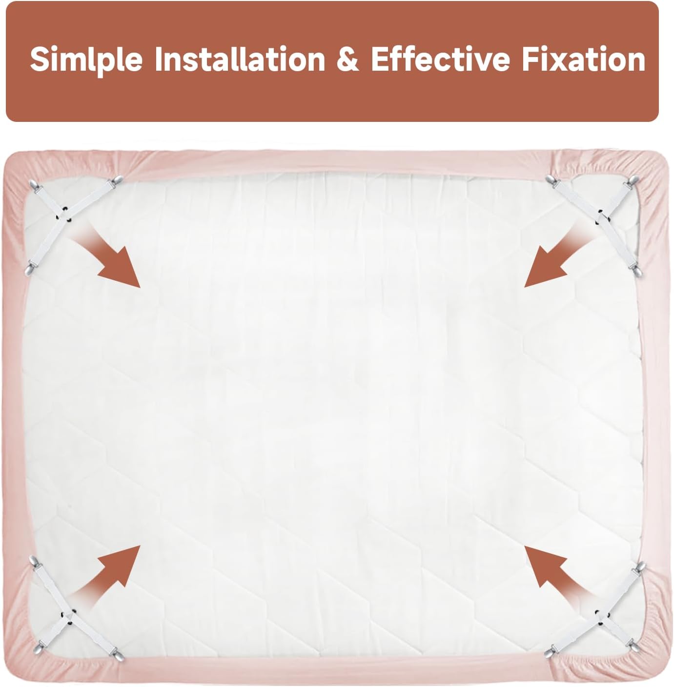 Bed Sheet Straps, Upgrade Fitted Bed Sheet Holders for Corners, Non Slip Sheet Clips White 4Pcs