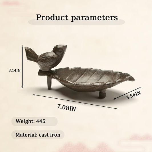 Cast Iron Bird Feeder, Leaf Shaped Wild Bird Feeding Bowl Rustic Garden Decor Ornaments Retro Birds Bath for Outdoors Vintage Metal Birds Food Container for Yard Patio Garden Deck