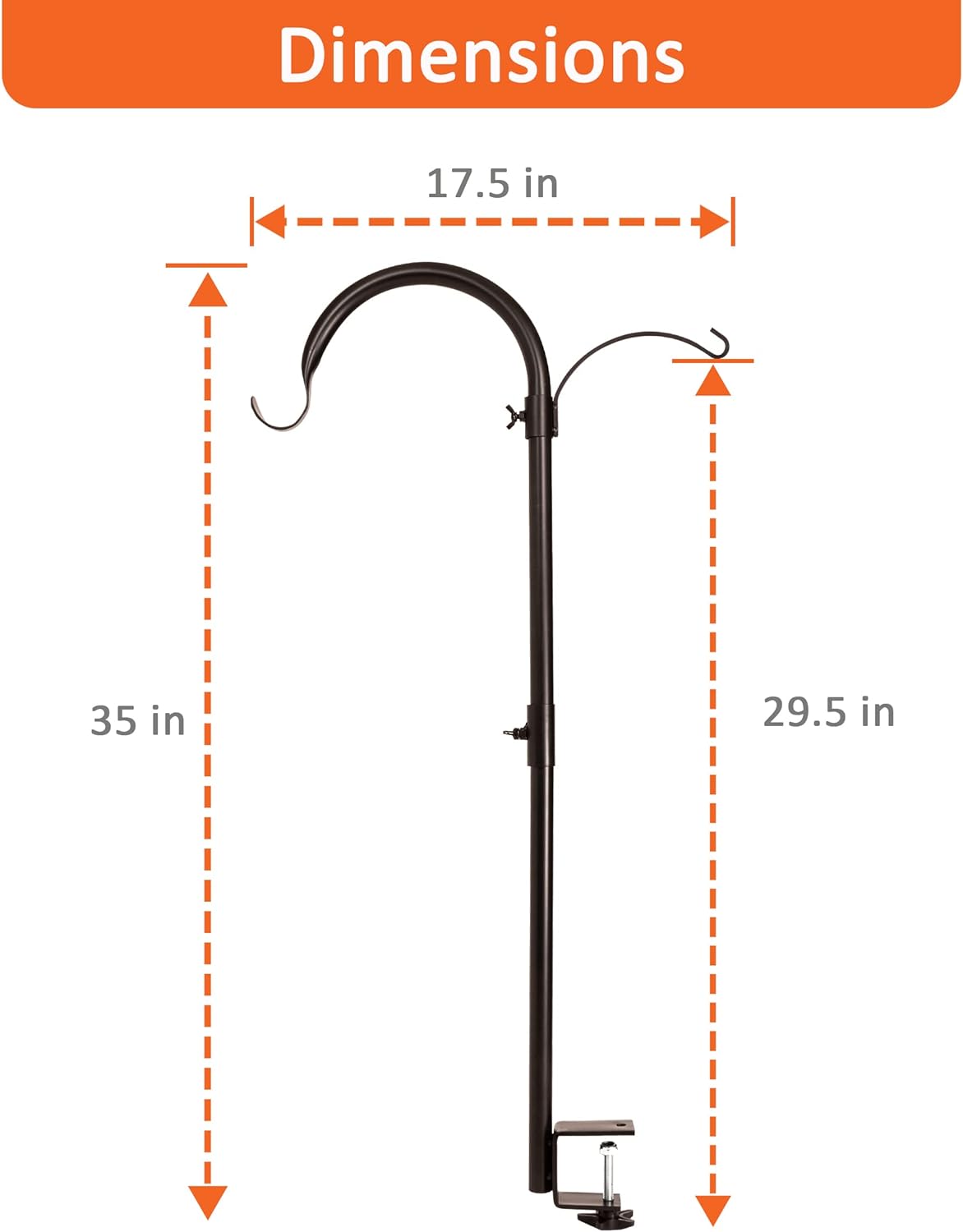 Asani 2 Pack Shepherds Hook Bird Feeder Poles, Weather-Resistant Plant and Bird Feeder Hanger with 2 Hooks, Adjustable Bird House Pole with a Sturdy Steel Construction, for Feeders, Baskets, Lanterns