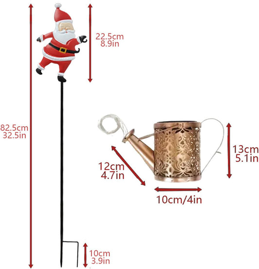 Solar Santa Kettle Lights - Christmas Outdoor Decoration | Waterproof Vintage Solar-Powered Santa Light for Lawn, Backyard, Garden, Walkway, Poolside, Home, Office, Holiday Party, Festive Yard