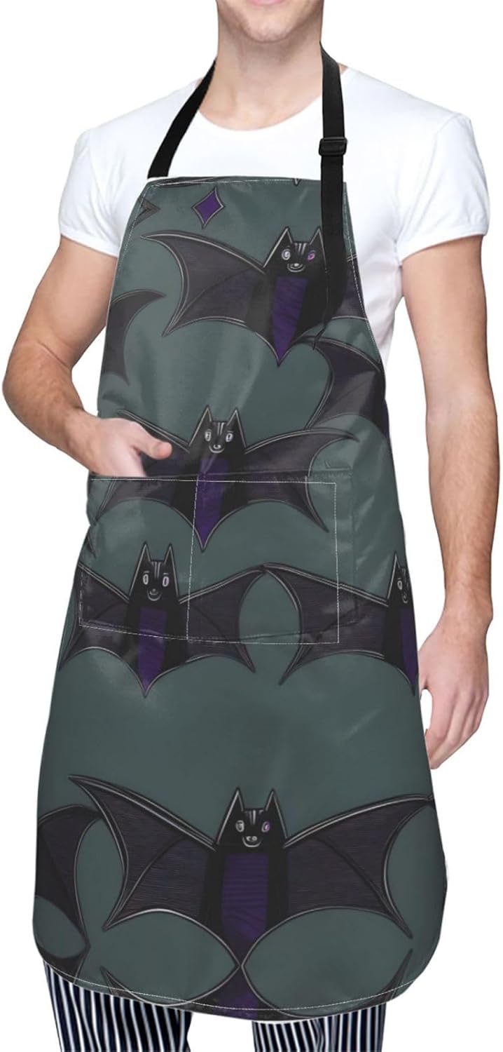 Bat pattern Print Laundry apron 28x33 In Waterproof Kitchen Apron with
