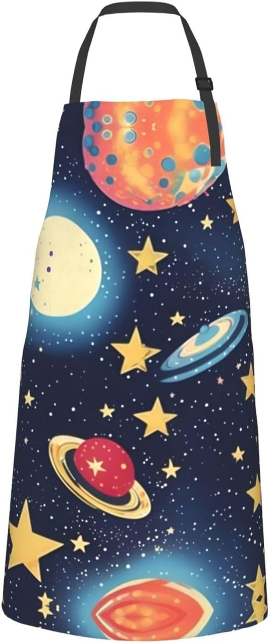Starry Sky Universe Space print Waterproof chef's apron with pocket apron for kitchen cooking baking barbecue and gardening