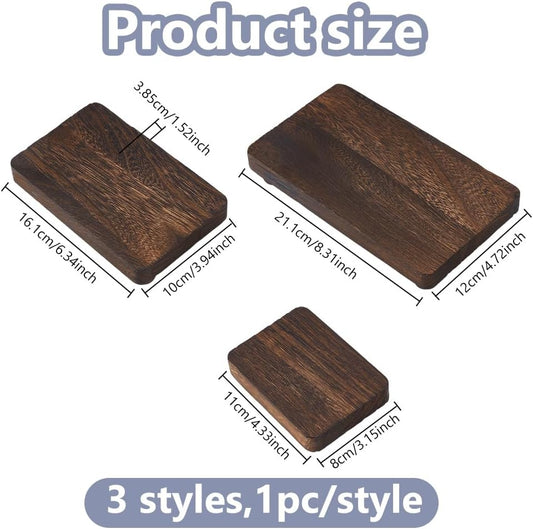 DICOSMETIC 3Pcs Rectangle Wooden Risers Farmhouse Pedestal Stand Coffee Bathroom Counter Sink Decor Countertop Plant Riser Wooden Kitchen Display Tray for Indoor Outdoor Soap Candles Cup