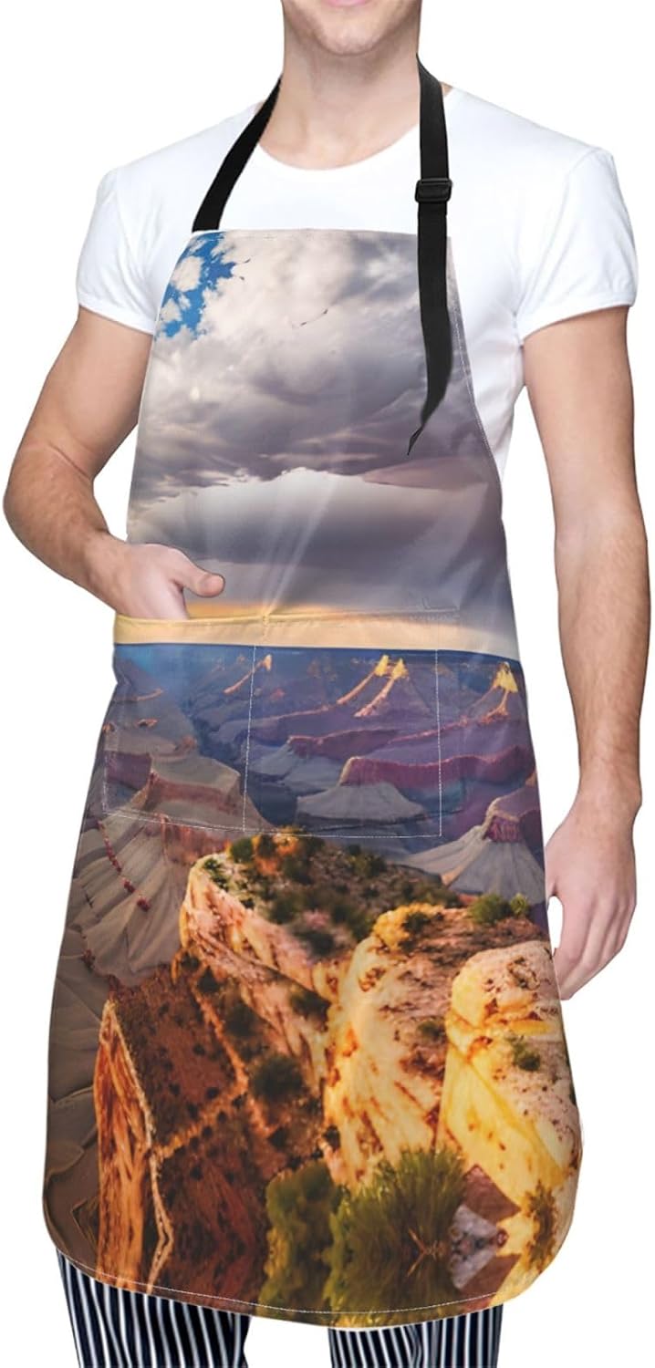 Beauty Grand Canyon 1 print Waterproof chef's apron with pocket apron for kitchen cooking baking barbecue and gardening