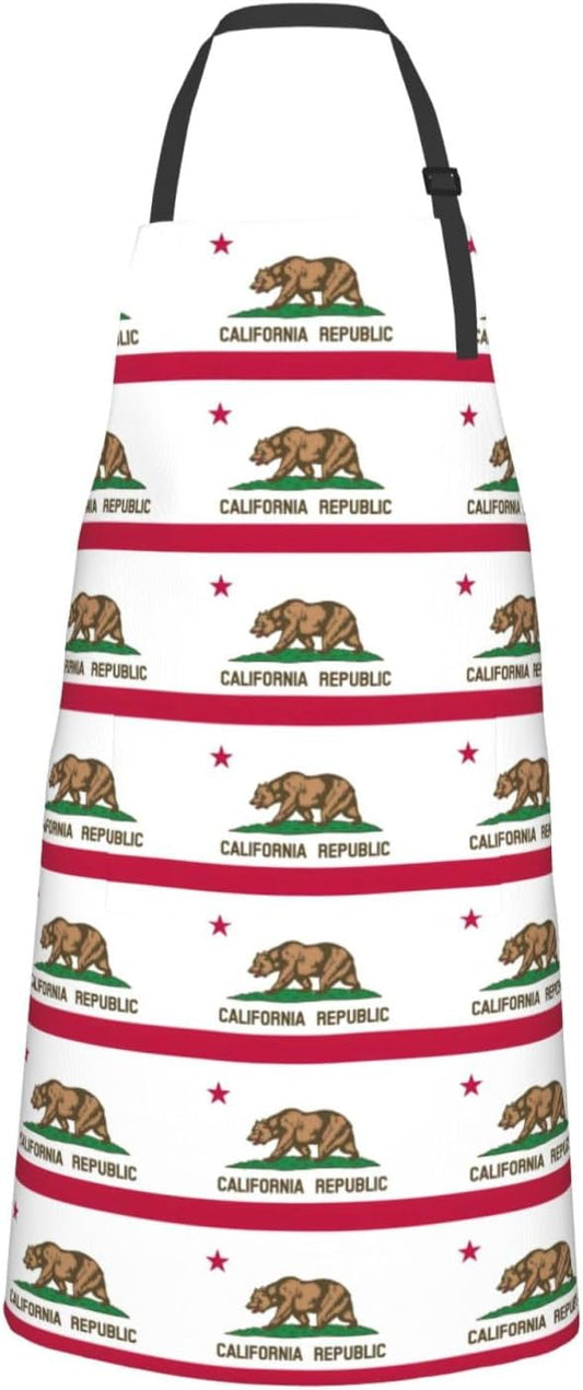 YANYU California state flag Print 28x33 In Kitchen Apron Stylish Chef Apron with Pockets for Cooking Baking Painting
