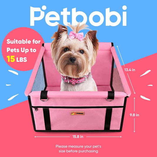 Petbobi Pet Reinforce Car Booster Seat for Dog Cat Portable and Breath