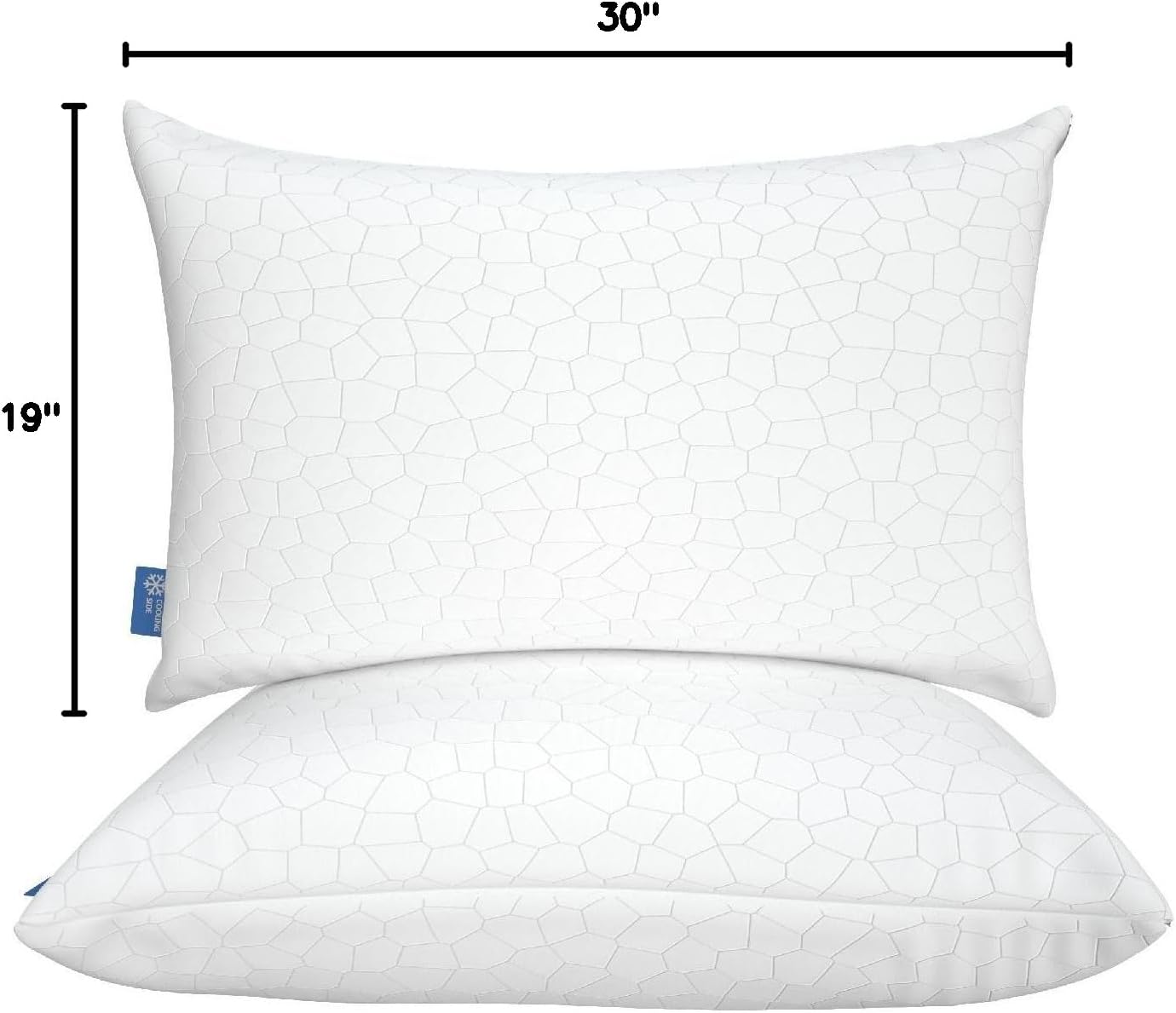 QUTOOL Cooling Pillow for Sleeping, CertiPUR-US Shredded Memory Foam Queen Pillows Set of 2, Cool Pillow for Hot Sleepers Adjustable Firm Pillow for Side, Back, Stomach Sleepers Soft Yet Support,White