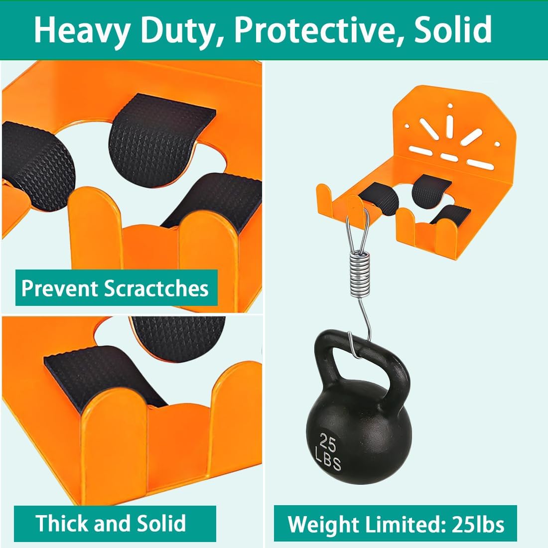 Wall Mounted Tool Holder for Garage & Garden - Heavy Duty Trimmer Rack for Weed Eater, Hedge Trimmer, Lawn Mower & Power Tools, Orange (2)