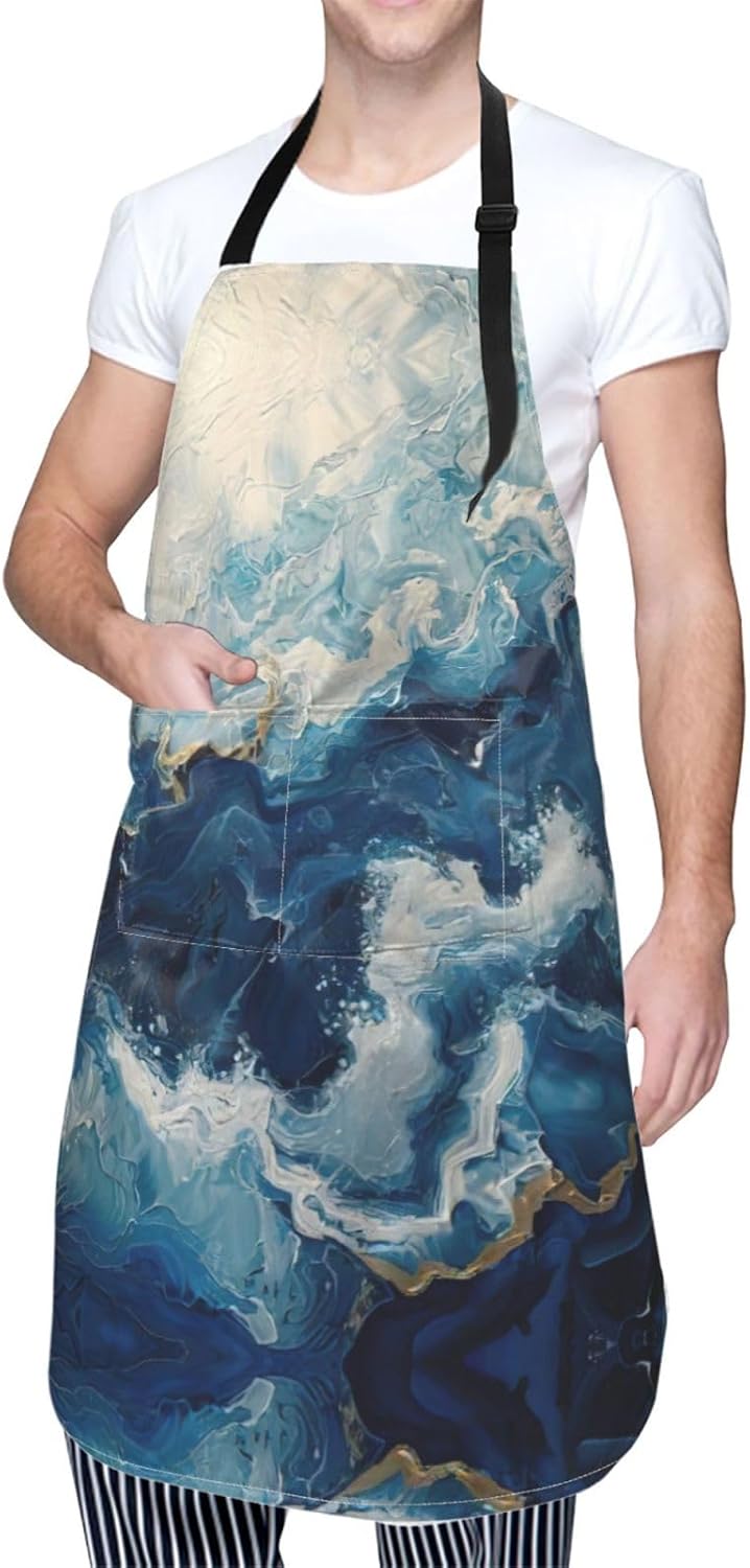 WITHIN THE TIDES print Waterproof chef's apron with pocket apron for kitchen cooking baking barbecue and gardening