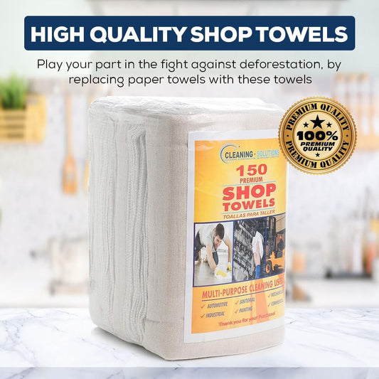 Simpli-Magic Cotton Shop Towels 14"x12" (145 Pack) β Reusable Cleaning