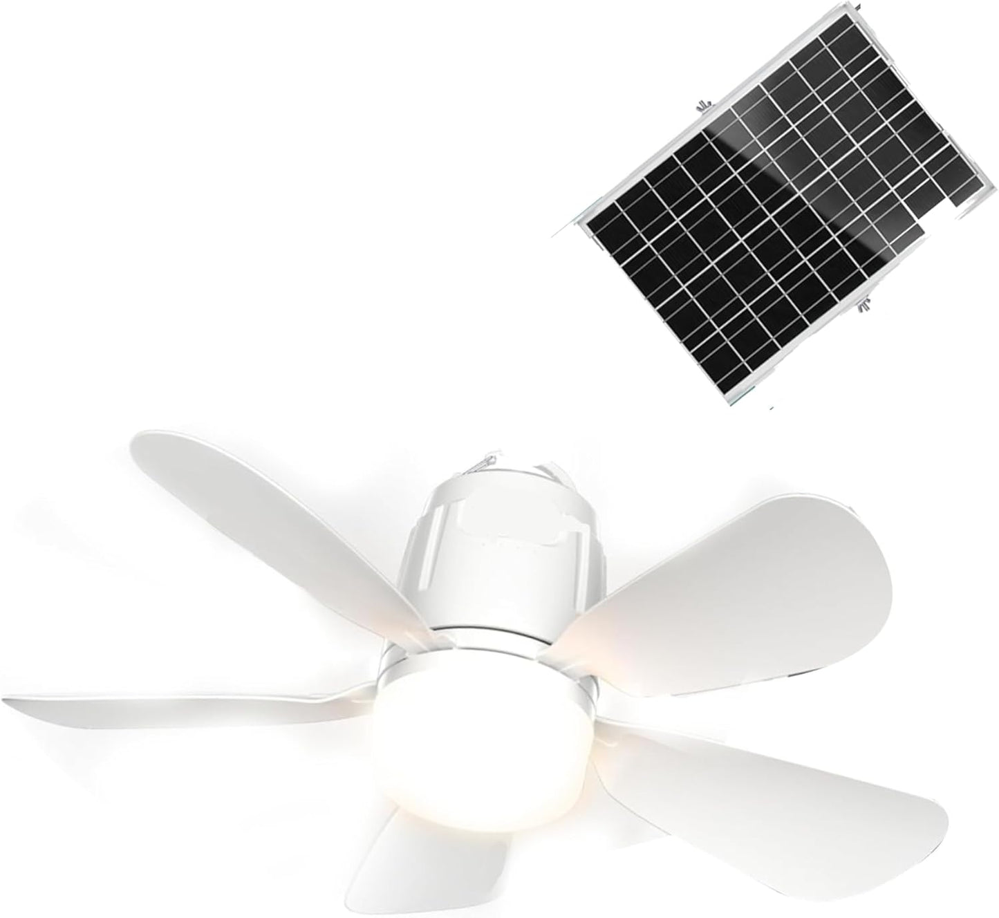 Solar Ceiling Fan Light, 18000mAh Outdoor Ceiling Fan with Remote, Solar/Type-C Charging, Timing 3-Speed, 3CCT & 5-Brightness, Portable Solar Powered Fan for Gazebo, Canopy, Tent, Patio, Camping