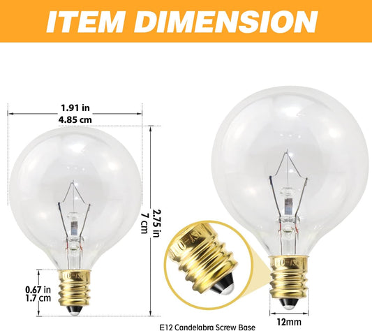 Wax Warmer Light Bulbs, G50 25 Watt for Full Size Scentsy Warmers, G16