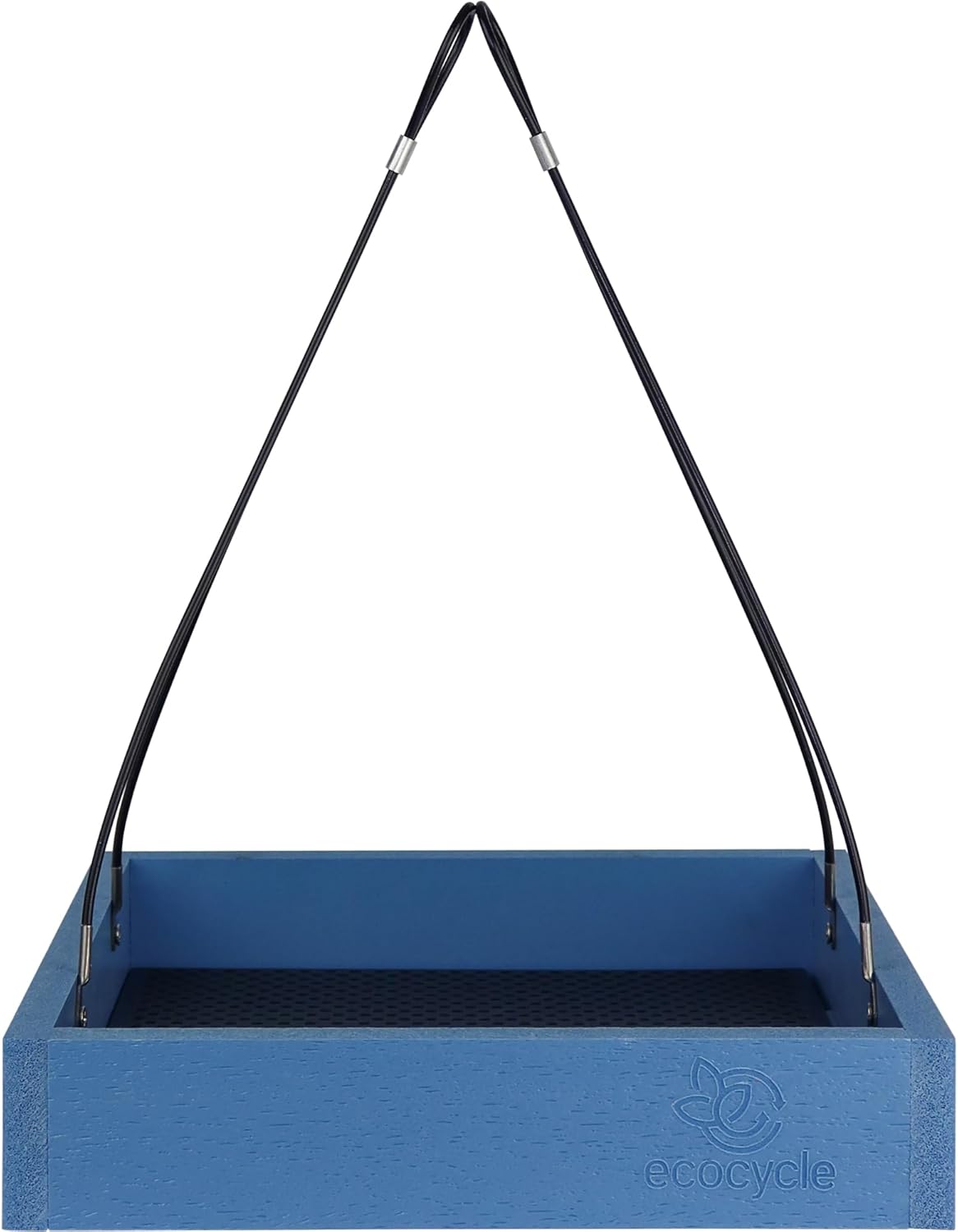 Perfect Picnic Recycled Plastic Bird Feeder with Fresh Seed Tray for Wild Birds and Outdoor Décor, Hanging Tray Feeder, 1.5 Quart Capacity, Blue