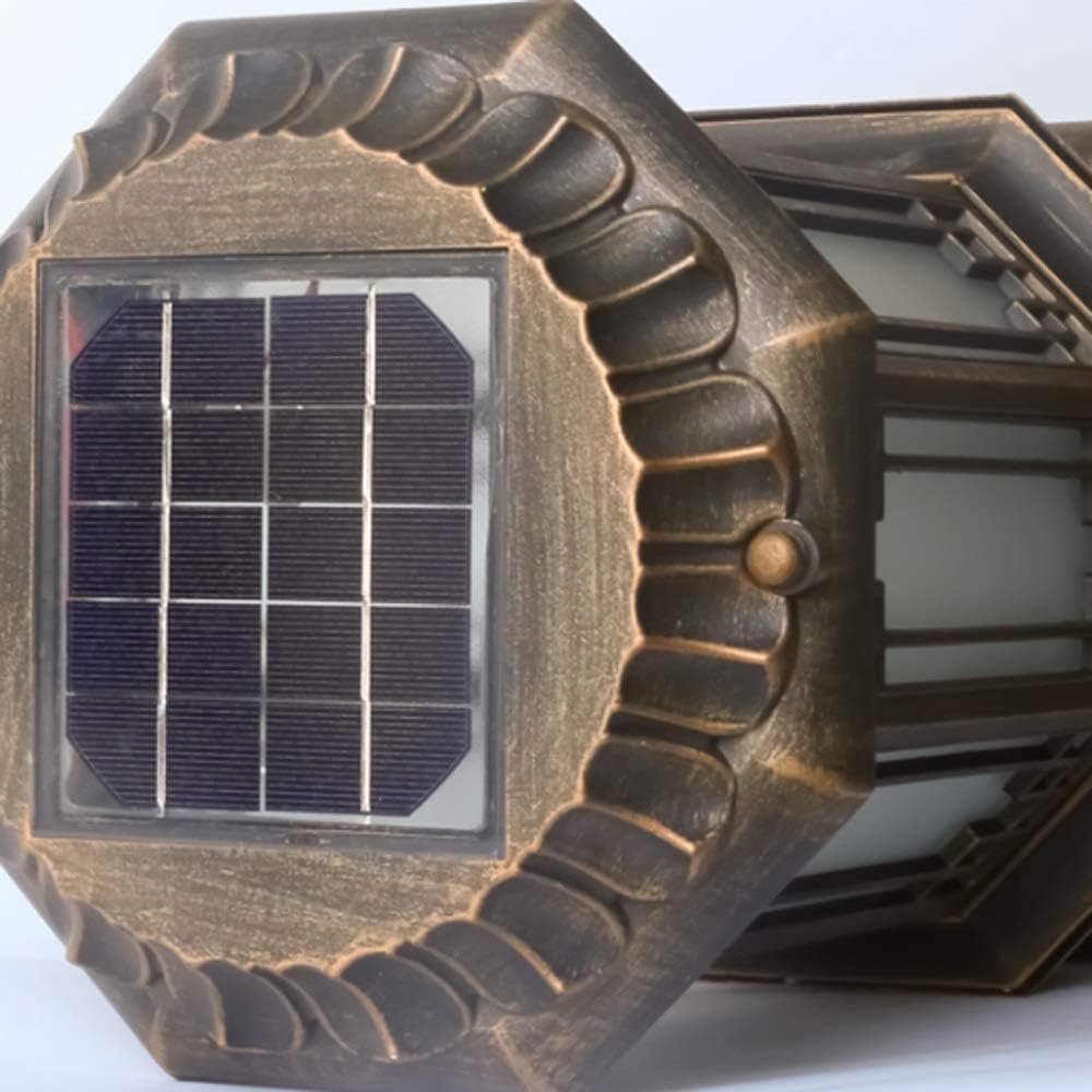 Fashion Outdoor Solar Wall Bollard Column Lamp Garden Villa Doors Courtyard Garage Pillar Light Park Retro Exterior IP42 Waterproof Decoration Terrace Balcony Porch Traditional Indo