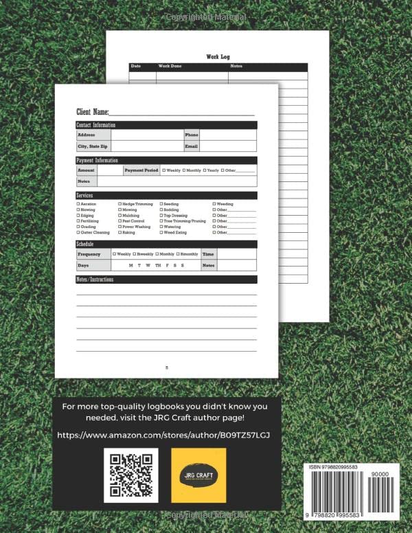 Lawn Care Client Log Book: Record Customer Information for Landscaping