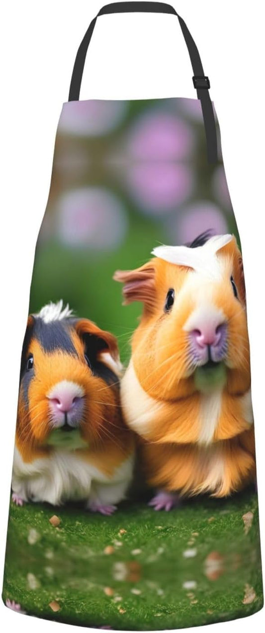 Cute guinea pigs print Waterproof apron with pocket adjustable cooking apron for adult kitchen bibs to bake