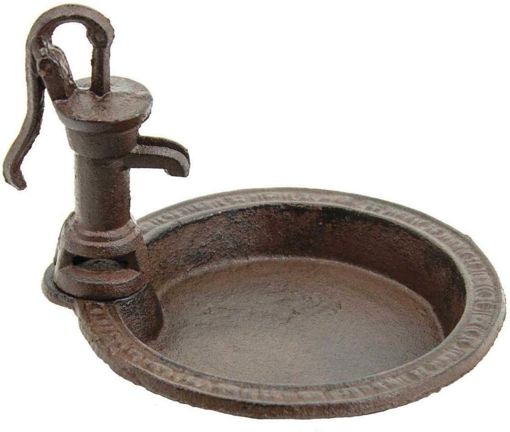 GSM Cast Iron Rustic Hand Water Pump Themed Bird Feeder
