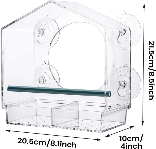 Bird Feeder Suction Cup Window – Spill-Proof Food Box | Acrylic Detach